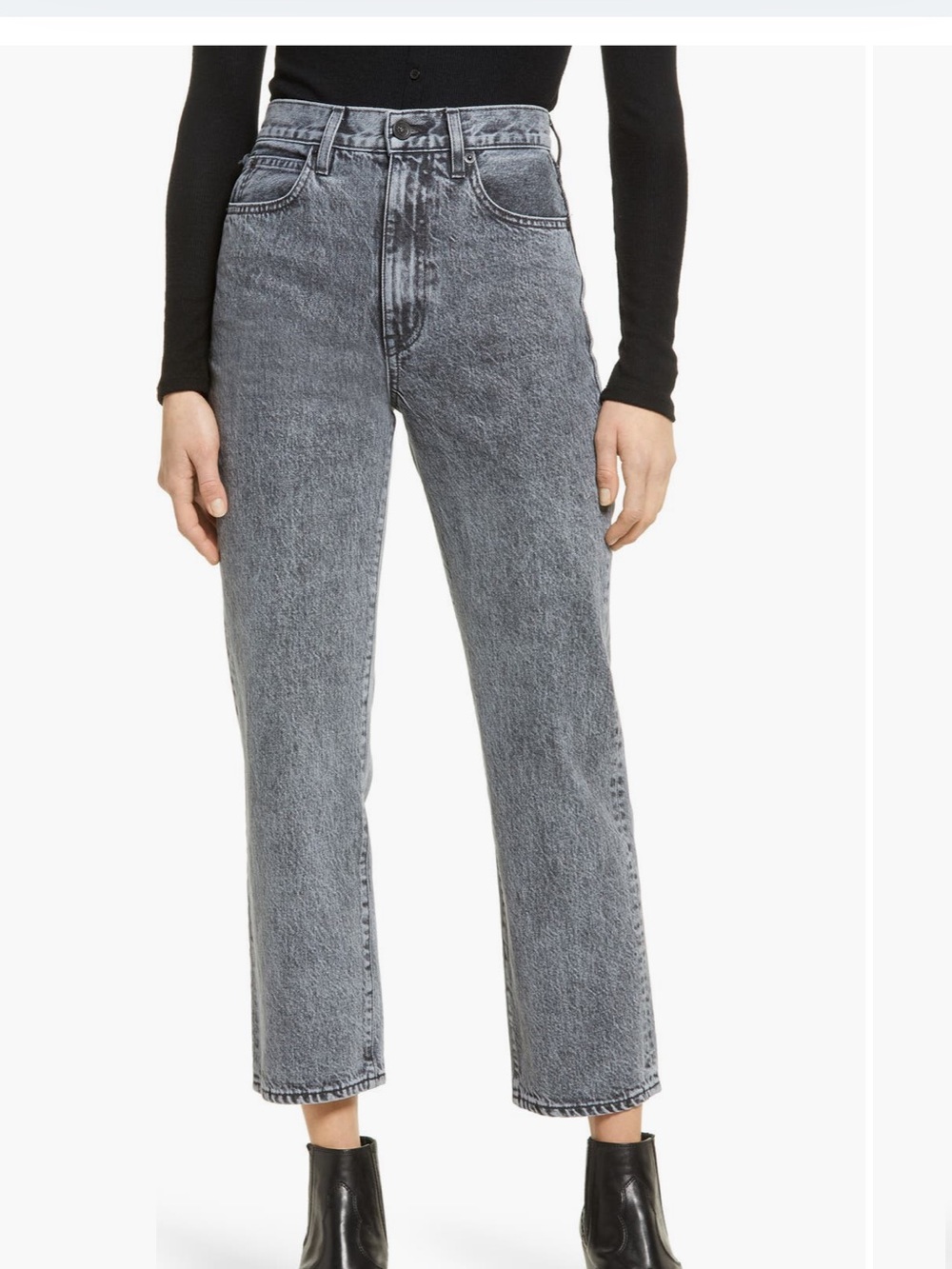 SLVRLAKE High-Rise Cropped Straight Jeans in Acid Wash Gray 27